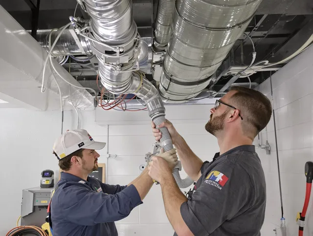 Swansea Air Duct Cleaning technician performing thorough AC duct cleaning in Swansea