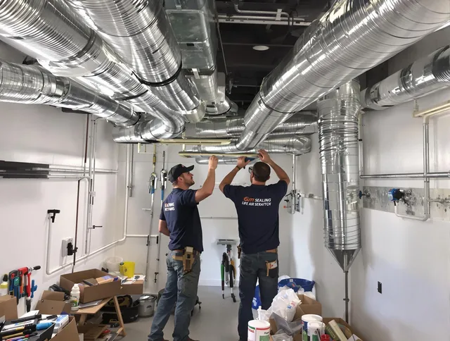 Swansea Air Duct Cleaning technician applying professional duct sealing solutions in Swansea